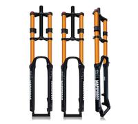 KANGXYSQ 26 27.5 29inch DH Mountain Bike Suspension Fork 1-1/8" Straight Air Fork Travel 180mm 9 * 100mm Double Crown Downhill Fork QR Disc Brake Front Fork Manual Lockout(Gold,29")