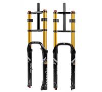 KANGXYSQ DH 26 X 4.0 Tire Fat Mountain Bike Suspension Fork Travel 160mm Air Double Shoulder Downhill Front Forks 9 Mm QR Disc Brake Forks For BMX Snow Bike/E-BikeXC/AM Rebound Adjust(Gold)