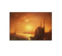 KANGZENG Ivan Aivazovsky Painter Works (View of Constantinople by Moonlight) Art Posters Wall Art Canvas Living Room Bedroom Decor Artworks 20x30inch(50x75cm)
