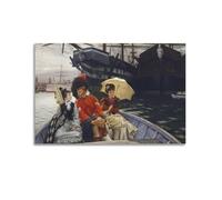 KANGZENG James Tissot Painter Works (Ladies Yellow Unbrellas Boat) Art Posters Art Print Wall Photo Paint Hanging Picture Family Bedroom Decor 12x18inch(30x45cm)