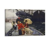 KANGZENG James Tissot Painter Works (Ladies Yellow Unbrellas Boat) Art Posters Wall Art Picture Canvas Prints Bedroom Living Room Decor 08x12inch(20x30cm)