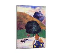 KANGZENG Paul Gauguin Painter Works (Landscape with Black Pigs And A Crouching Tahitian) Art Posters Print Photo Art Canvas Home Decorative Bedroom Modern Decors 12x18inch(30x45cm)