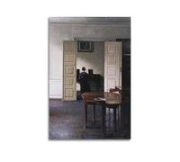 KANGZENG Vilhelm Hammershoi Painter Works (Interior with Ida Playing The Piano) Art Posters Art Canvas Decor Wall Print Photo Home Modern Decoratives 20x30inch(50x75cm)