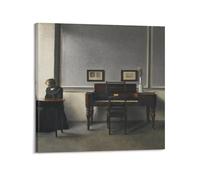 KANGZENG Vilhelm Hammershoi Painter Works (Vilhelm Hammershoi Ida In An Interior with Piano) Art Posters Art Canvas Decor Wall Print Photo Home Modern Decoratives 12x12inch(30x30cm)