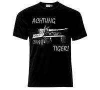 KANGZU Achtung Tiger German Army Tank Panzer WW2 T-Shirt Black Black M