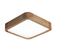 Kaniker 12 Inch Wooden Ceiling Light 24W LED Flush Mount, Square Natural Wood Ceiling Lamp Modern Close to Ceiling Pendant Light for Bedroom, Kitchen, Living Room, Hallway