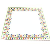 Kanku Pagla Cloth/Rumal,Decorative Embroidered Kutchchi Work Kanku Pagla Cloth,Wedding Rituals,Welcome Bride/Chhathi Puja (Blue Green Square)