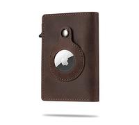 Kanley Airtag Leather Smart Wallet for Men with Tracking Case Card Holder Slots, Money Clip Brown