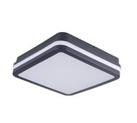Kanlux Beno Square LED Bulkhead Ceiling/Wall Light IP65 Waterproof Graphite Grey, 12-18W Selectable Wattage, 3000K/3500K/4000K CCT, Microwave Motion Sensor, Indoor/Outdoor Security, Garage Porch