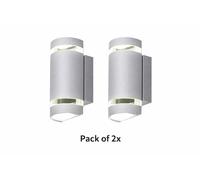 Kanlux Outdoor Wall Light Up & Down GU10 Round Grey IP44 Pack of 2x With Bulbs