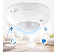 Kanlux PIR Motion Sensor Ceiling Mounted Surface Detector 360° Indoor White - 10m Range, Adjustable Time Delay & Light Level, Movement Sensor 220-240V