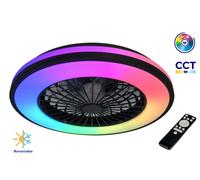 38033 Plave LED CCT Ceiling Mounted Light Fitting with Fan in a Black and White Finish Kanlux White One Size