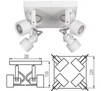 Kanlux SONDA 34929 Adjustable Multi Way 4 Spot Ceiling GU10 Spotlight Fitting
