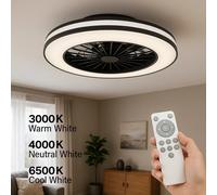 38033 Plave LED CCT Ceiling Mounted Light Fitting with Fan in a Black and White Finish Kanlux White One Size