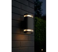 Kanlux Zevi Outdoor Wall Light Up Down GU10 IP54 Waterproof Modern Exterior Lamp - Aluminium Black & Grey Options - Includes LED Bulbs - Garden Porch Patio Facade Lighting (Black Up & Down)