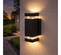 NEW GU10 Outdoor Wall Light Lantern Curved Light Grey Up Down Halo Shadow LED