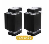 Kanlux ZEW GU10 Up Down Wall Lights Black IP44 With Warm White Bulbs Pack of 2x