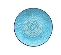 KANLVU Ceramic Garlic Grater Plate, Retro Relief Ginger Grater Multifunctional Manual Grinding Disc for Garlic Paste, Ginger Puree, Onion, Cheese, Nutmeg(Blue)