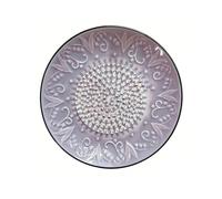 KANLVU Ceramic Garlic Grater Plate, Retro Relief Ginger Grater Multifunctional Manual Grinding Disc for Garlic Paste, Ginger Puree, Onion, Cheese, Nutmeg(Purple)