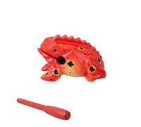 KANLVU Colorful Wooden Frog Instrument with Scraper, Guiro Latin Percussion Tone Block Musical Instrument for Home Decor, Wood Block Instrument(Red)