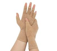 KANLVU Compression Gloves for Arthritis Carpal Tunnel, Arthritis Gloves for Women Men, Joint Inflammation Fingerless Hand Support with Anti Slip for Cycling, Running & Fitness(M,Brown)