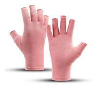KANLVU Fingerless Design Compression Gloves for Arthritis Joint Rehabilitation Arthritis Gloves for Yoga, Gym, Sports, Cycling & Breathable Nursing Care(Pink,M)