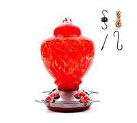 KANLVU Glass Hummingbird Feeder with Ant Moats Elegant Outdoor Design, Leak-Proof & Easy to Fill, Ideal for Garden or Patio Use(C)
