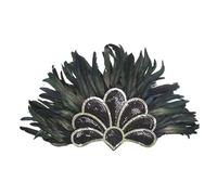 KANLVU Glittering Feather Headpiece Sequin Women'S Carnival Showgirl Accessories for Cabaret Acts, Nightclub Performers, Flapper Headpiece for All Hairstyles Mardi Gras Accessories(Black A)