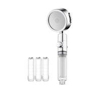 KANLVU High Pressure Filtered Shower Head with Handheld, Ion Drops Shower Head, with Hose/Bracket, Showerhead Remove Chlorine Reduces Dry Itchy Skin(Silver,Set A)