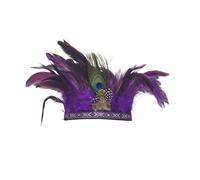 KANLVU Indian Feather Headdress Showgirl Accessories Carnival Stage Catwalk Performance Props Flapper Headpiece for Themed Weddings, New Year'S Eve Bash, Charleston Dance(Adults,J)