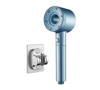 KANLVU Ion Drops Shower Head Air Turbo Technology, 5-Spray Modes, Slide Pause Control, Hollow Vortex Design, Filtered Shower Head with Handheld, Thickened Abs Showerhead(Blue,+Bracket)