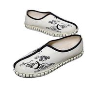 KANLVU Kung Fu Shoes Traditional for Men & Women National Style Martial Arts Manual Leisure Embroidery Cloth Non-Slip Grip, for Tai Chi, Wushu, Buddhism Training(White,7 UK)