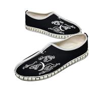 KANLVU Kung Fu Shoes Traditional for Men & Women National Style Martial Arts Manual Leisure Embroidery Cloth Non-Slip Grip, for Tai Chi, Wushu, Buddhism Training(Black,8.5 UK)