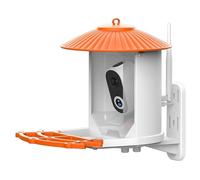 KANLVU Large Capacity Bird Feeder for Outside Smart Camera with AI Recognition Squirrel-Proof, Hanging Design for Bird Watching Lovers(Orange)