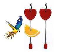 KANLVU Outdoor Bird Feeder Parrot Hanging Fruit fork Style, Stainless Steel Bird toys Perfect for Backyard Birds(Red Love)