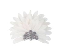 KANLVU Showgirl Headpiece for Dancers, Colorful Feathers and Sequin Feather Headband for Carnival Queen, Samba Parades, Stage Lighting Showgirl Accessories(White)