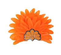 KANLVU Showgirl Headpiece for Dancers, Colorful Feathers and Sequin Feather Headband for Carnival Queen, Samba Parades, Stage Lighting Showgirl Accessories(Orange)