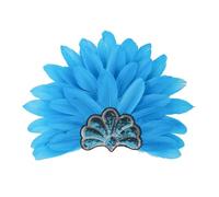 KANLVU Showgirl Headpiece for Dancers, Colorful Feathers and Sequin Feather Headband for Carnival Queen, Samba Parades, Stage Lighting Showgirl Accessories(Blue A)