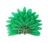 KANLVU Showgirl Headpiece for Dancers, Colorful Feathers and Sequin Feather Headband for Carnival Queen, Samba Parades, Stage Lighting Showgirl Accessories(Green)