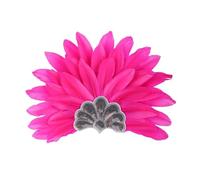 KANLVU Showgirl Headpiece for Dancers, Colorful Feathers and Sequin Feather Headband for Carnival Queen, Samba Parades, Stage Lighting Showgirl Accessories(Rose red)