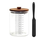 KANLVU Sour Dough Starter Jars Set 1500ml 50oz Sourdough Starter Jar Large Capacity Glass Containers with Wooden Cover and Silicone Scraper Sourdough Jar(Set 2)