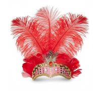 KANLVU Sparkling Showgirl Headdress for Carnival, Adorned with Sequins and Multi-Layer Ostrich Feathers, Designed for Stage Performance, Parade, Celebrations Headpiece Accessories(Red)