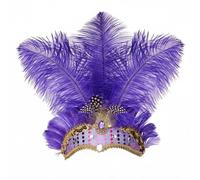 KANLVU Sparkling Showgirl Headdress for Carnival, Adorned with Sequins and Multi-Layer Ostrich Feathers, Designed for Stage Performance, Parade, Celebrations Headpiece Accessories(Purple)