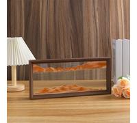 KANLVU Square Shape Sand Art Liquid Motion Ocean Wave Moving Art Wooden Frame Sandscape Moving Picture for Home & Office Desk Accessories(Yellow,12in)