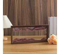 KANLVU Square Shape Sand Art Liquid Motion Ocean Wave Moving Art Wooden Frame Sandscape Moving Picture for Home & Office Desk Accessories(Brown,12in)