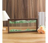 KANLVU Square Shape Sand Art Liquid Motion Ocean Wave Moving Art Wooden Frame Sandscape Moving Picture for Home & Office Desk Accessories(Green,12in)
