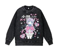 Kanna Kamui T-Shirt Long Sleeve Anime Washed T-Shirts Vintage Design Top Cotton Leisure Summer Gift Fashion Black Street Style