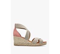 KANNA Laura Beige Elasticated Cross Strap Wedge Espadrilles Size: 39,