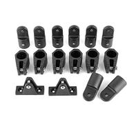 Kannlbaox 16pcs Set Boat Deck Hinge Jaw Slide Eye End Cap Nylon Fitting, Marine Deck Hardware Accessories Kit, Universal for 22mm 7/8in Pipe or Tube, Lightweight Durable Strong Sturdy Black