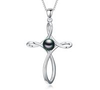 KANNSOAR Black Tahitian Pearl Necklace, 5-6MM, Sterling Silver, Pearl
